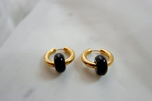Load image into Gallery viewer, THE BLACK ONYX HOOPS