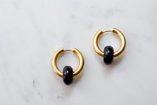 Load image into Gallery viewer, THE BLACK ONYX HOOPS