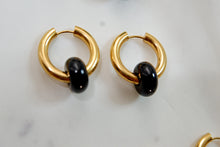 Load image into Gallery viewer, THE BLACK ONYX HOOPS