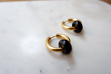 Load image into Gallery viewer, THE BLACK ONYX HOOPS