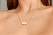 Load image into Gallery viewer, Pink opal "CERYS" tumbled stone necklace and bracelets.
